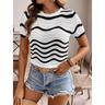 Women's Tops Crochet Knit Viscose Summer Spring Fall Regular Work Date Fashion Striped Black S M L