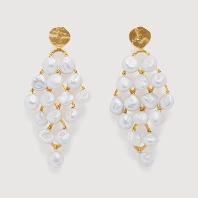 Gold Capri Keshi Pearl Cocktail Earrings Pearl