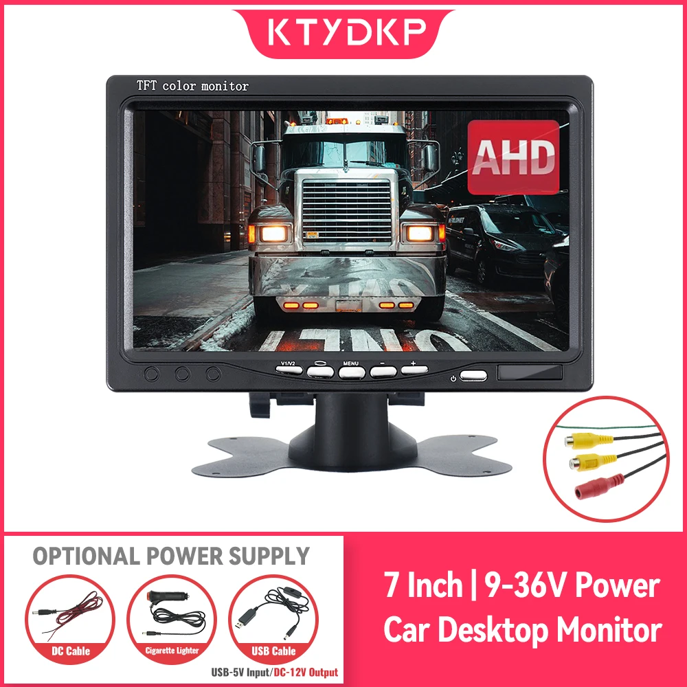 KTYDKP Auto-AHD-Monitor mit Bildschirm für Fahrzeug-Rückfahrkamera, Parkplatz, Backup, Reverse 4,3/5/7 Zoll TFT-LCD-Display