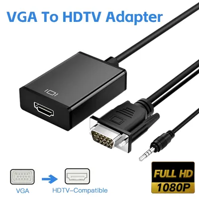 VGA-zu-HDMI-Adapter mit Audio, männlich zu weiblich, VGA-Konverter, Full HD 1080p Audio-Video-Adapter mit USB-Stromkabel