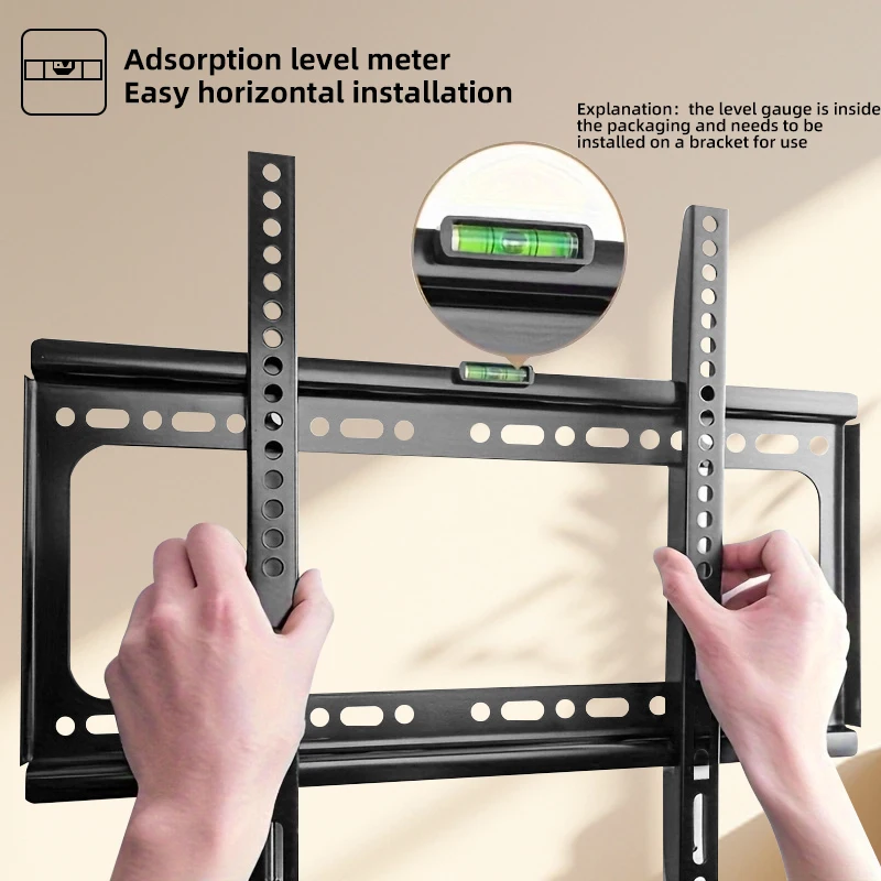 TV-Wandhalterung für die meisten flachen/gebogenen 26-65-Zoll-Fernseher mit max. VESA 400 x 400 mm bis zu 110 Pfund. Platzsparende Universal-TV-Halterung Image