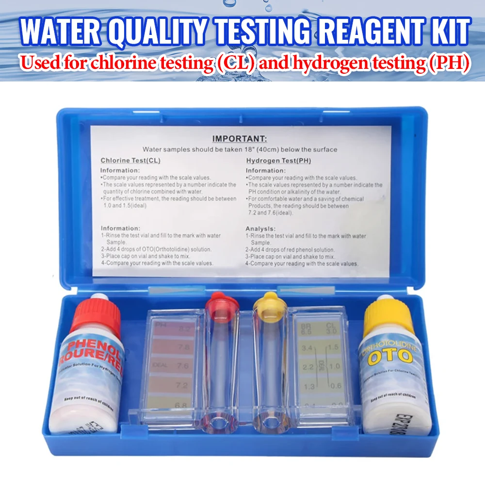 PH Chlor Wasser Test Kit Tester Hydrotool Test Kit Schwimmbad Wasser Alkalität Test Hydrokultur Aquarium Zubehör Image