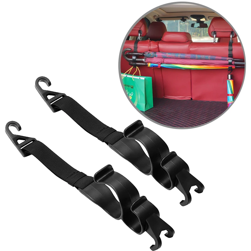 Auto Stamm Lagerung Haken Multi-funktion Hinten Sitz Kopfstütze Hängen Haken Regenschirm Tasche Halter Für Auto Innen Verstauen veranstalter Image