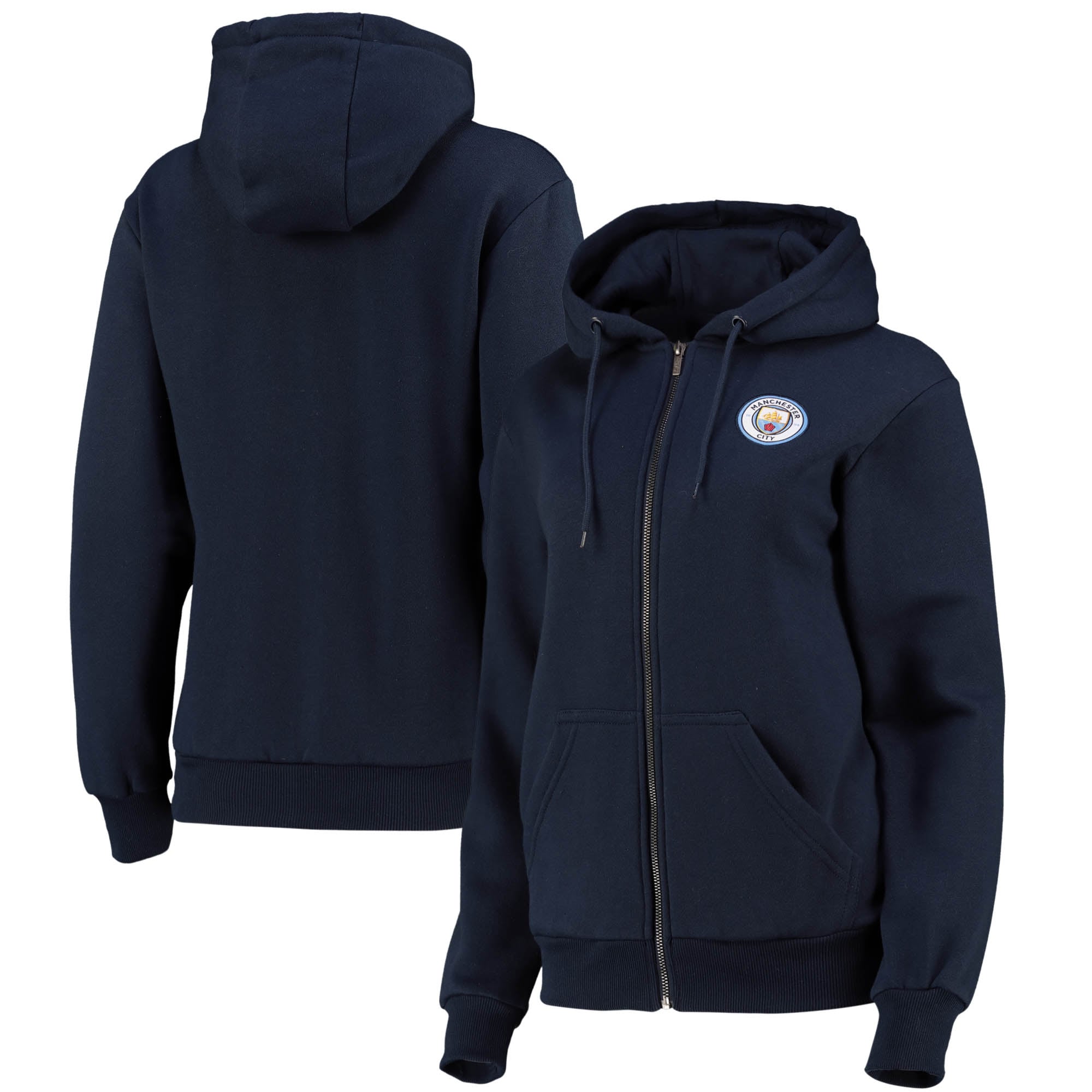 Manchester City Hoodie mit durchgehendem Reißverschluss – Marineblau – Damen