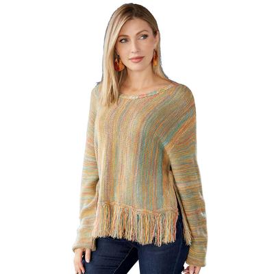 Masseys Fringe Sweater (Size 3X) Multi, Acrylic