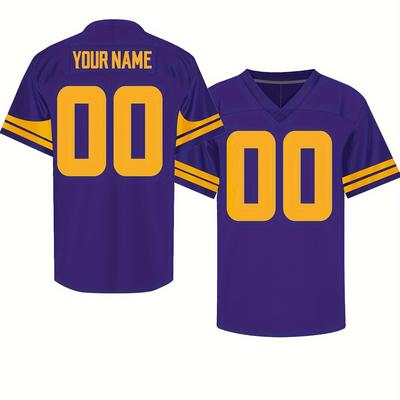 TEMU Customize And Number For Men's Football Jersey, Fashionable And Breathable Sports Top, Rugby Jersey