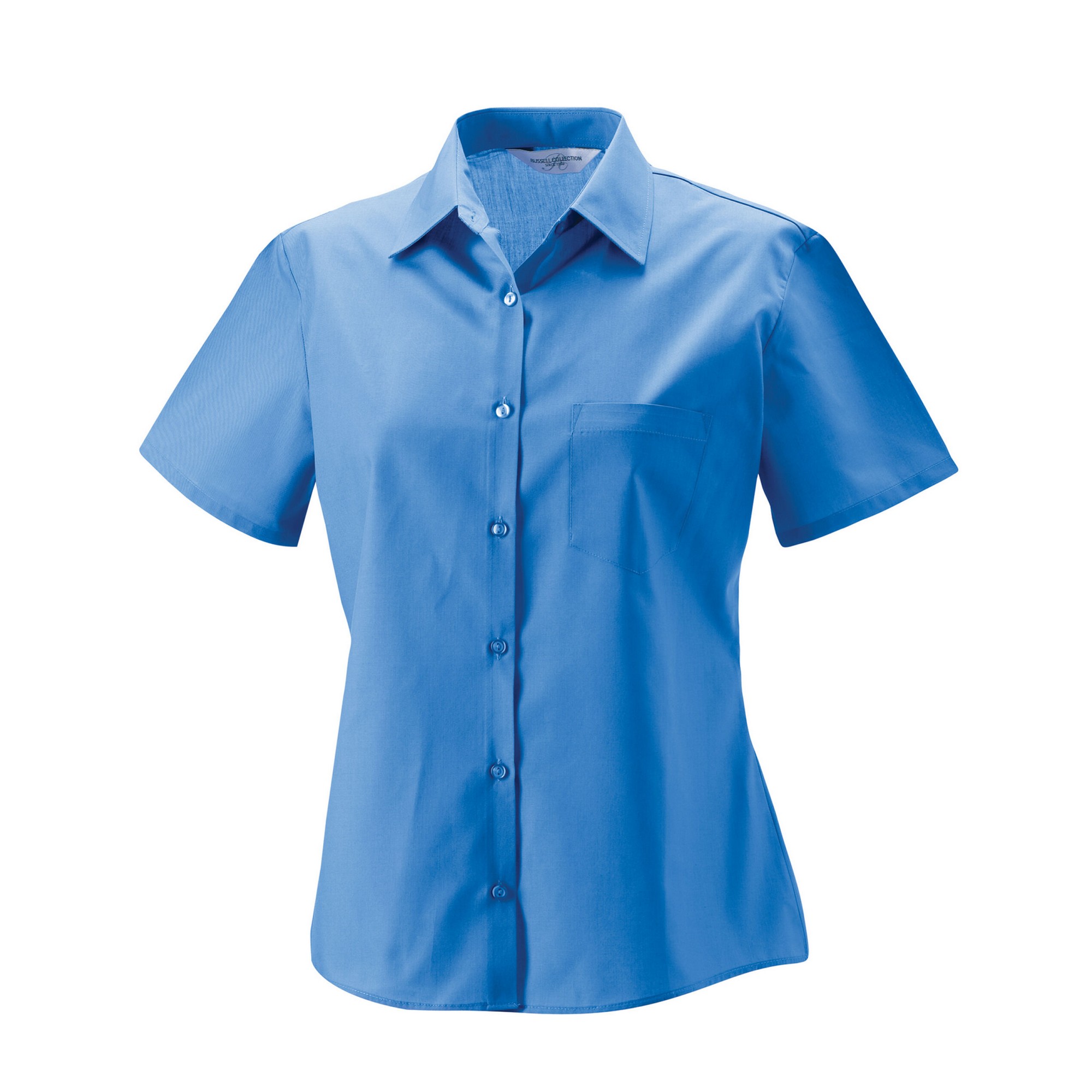 Russell Kollektion Damen Popeline Pflegeleicht Kurzarm Hemd (Corporate Blau) Image