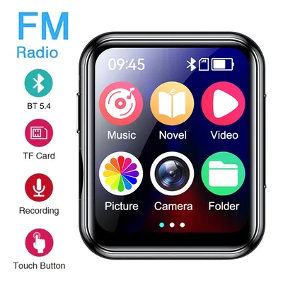 MP3 Music Player with Bluetooth 5.4 HiFi MP4 Walkman Full Touch Screen Built-in Speaker Recorder