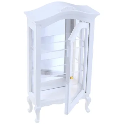 1:12 Dollhouse Miniature Furniture White Dolls Accessories Wood Display Cabinet Cupboard Showcase