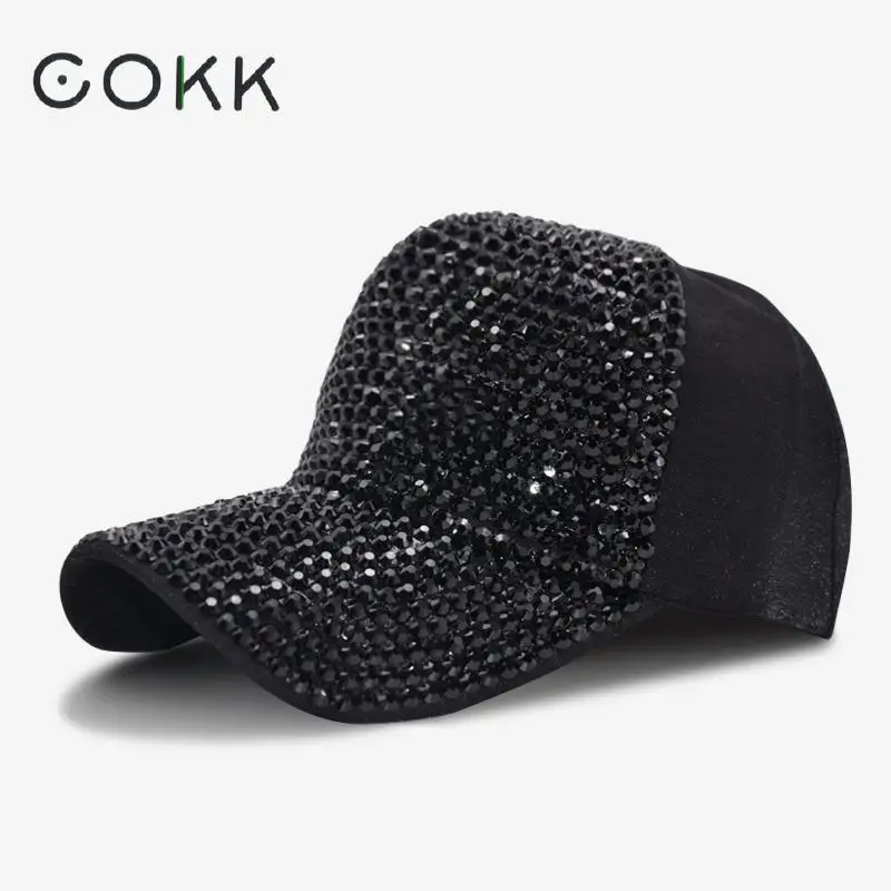 Cokk Pailletten Strass Baseball Cap Frauen Snapback Hüte für Frauen Mütze verstellbare Baseball Hüte Knochen Casque tte Papa Hut weiblich Image