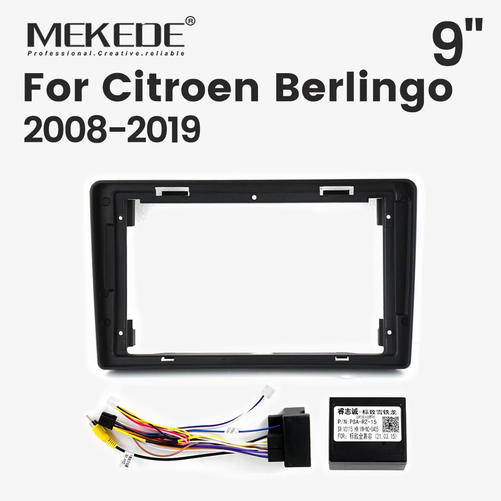 Multimedia-Player Auto Panel Kit Lünette Rahmen für Citroen Berlingo 2013-2017 9-Zoll-Auto Multimedia Radio Panel Rahmen Kabel Canbus Image