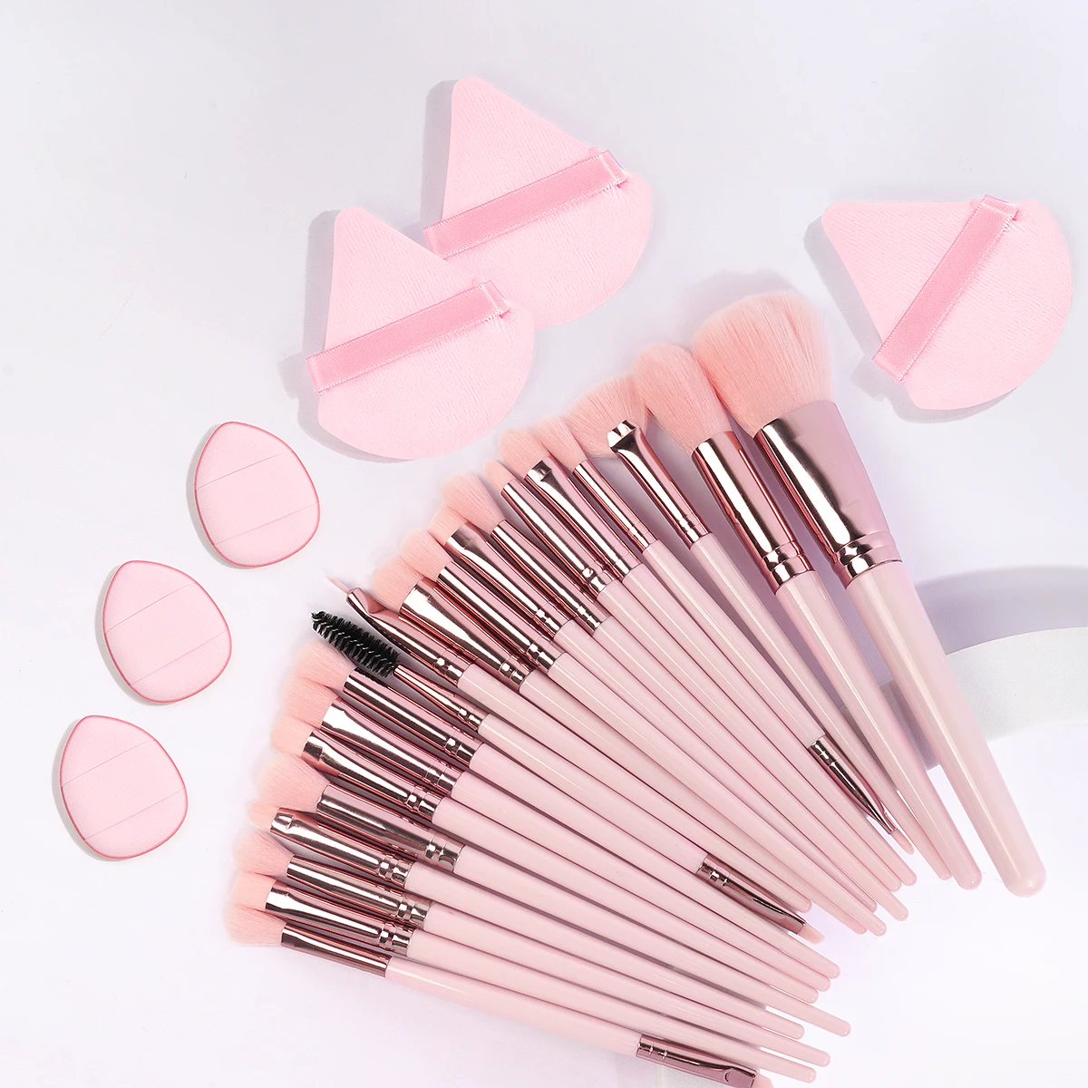 MAANGE 20PCS Make-Up Pinsel Kissen Puff Set Rosa Kabuki Foundation Pulver Concealer Lidschatten Augenbraue Pinsel Mini Dreieck Puff Image