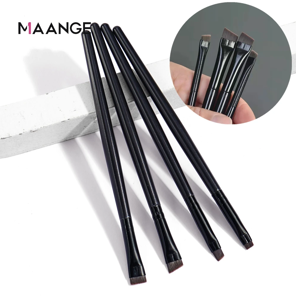 MAANGE 4-teiliger Make-up-Pinsel für Augenbrauenkonturen, Eyeliner-Pinsel, tragbarer kleiner Winkel-Augenbrauenpinsel für weibliches Make-up, Beauty-Tool Image