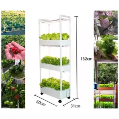 Home Garden Tower Indoor Hydroponic System Kit, 3 Layers, 42 Holes, 6 Pcs of Grow Light