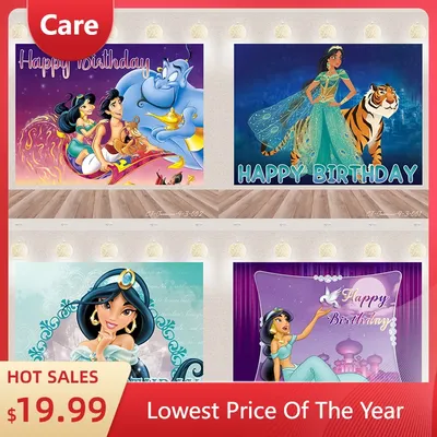 Jasmine Princess Aladdin Birthday Party Vinyl Personalized Customization Background Baby Shower