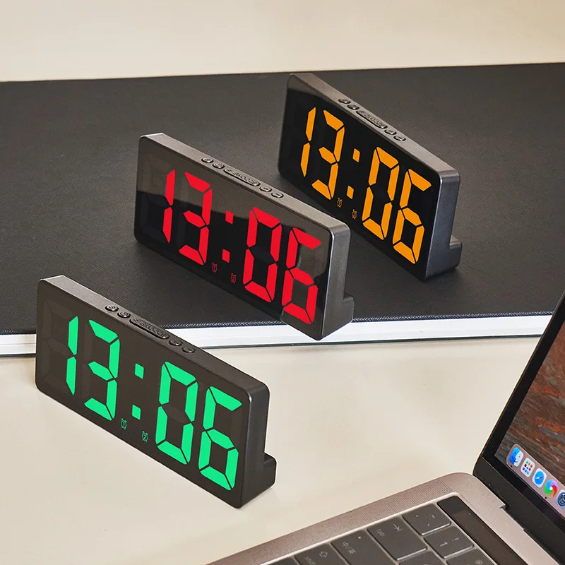 Simple LED Clock Colourful Luminous Temperature Calendar Alarm Clock Creative Clock Bedroom Bedside Clock Home Decorations