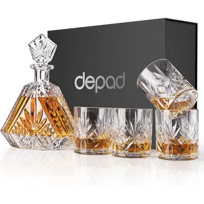 Whiskey Decanter Sets for Men, Gifts for Dad Husband Him Boss, Crystal Liquor Decanter Set with