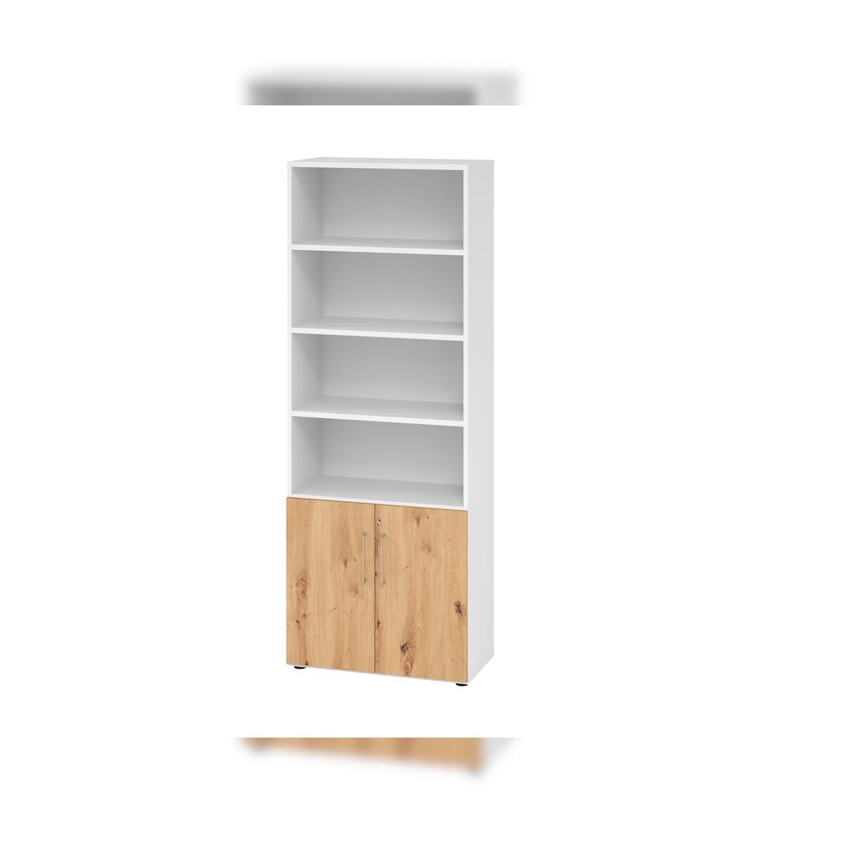 Hammerbacher-Regal 6OH/Türen 2OH 968T2 Weiß/Asteiche-V968T2/W/R/BS Image