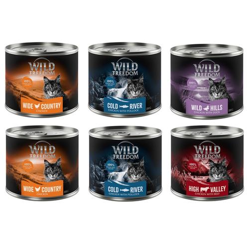 6x200g Mix Wild Freedom mit Seelachs, Rind und Ente getreidefreies Katzenfutter nass