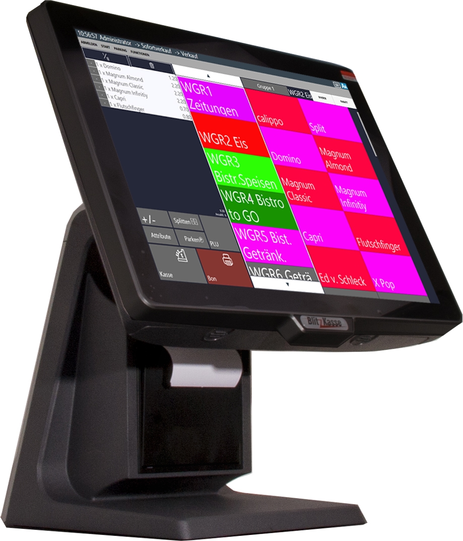 Blitzkasse 15" All-in-ONE Kassensystem für Gastronomie: Touschscreen, Bondrucker, Kundenanzeige Image
