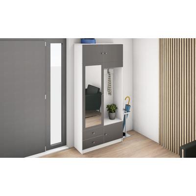 Garderobenschrank BORCHARDT MÖBEL, grau (graphit glänzend), B:95cm H:202cm T:36cm, Spanplatte, Schränke, viel Stauraum, Kleiderstange, Spiegel Image