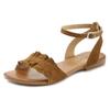 Sandale LASCANA "Sommerschuh", Damen, Gr. 39, braun (camelfarben), Obermaterial: 100% Ziegenleder. Futter: 100% Schweinsleder. Decksohle: 100% Rindsleder. Laufsohle: 100% Synthetik, unifarben, modisch, Schuhe Riemchensandale, Sandalette, Sommerschuh...