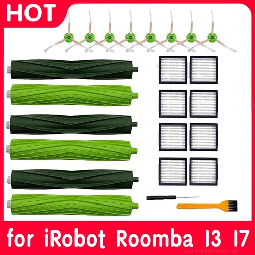 Rouleau de brosse filtre Hepa pour iRobot Roomba série I7 E5 E6 I3, accessoires pour aspirateur Robot, filtre Hepa, brosse latérale, tissus de vadrouille