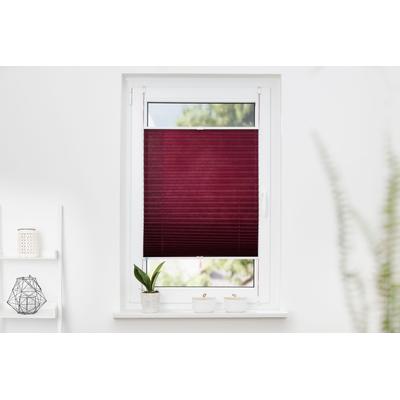 Plissee K-HOME "Klemmfix Pisa" Gr. 85, rot (bordeaux), B:85cm H:130cm, Plissees, Crushed-Optik Image