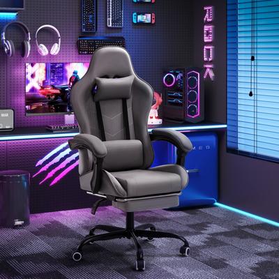 Furniwell Gaming Chair with Footrest Height Adjustable Headrest and Lumbar Support for Adults Teens