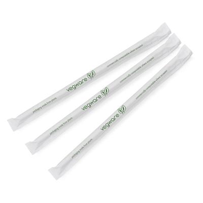Vegware WS05-GSW 8 1/4" Wrapped Straws - PLA, Green Striped