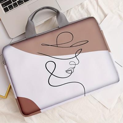TEMU 1pc Line Printed Notebook Computer Bag, Simple Briefcase, Notebook Computer Protective Bag, Laptop Tablet Commuter Briefcase, File Storage Bag