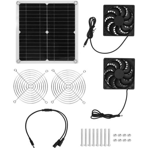 Ej.Life Solarpanel Lüfter Set, 20 W, 16 V, Solarpanel mit 2 Abluftventilatoren, Wasserdichter