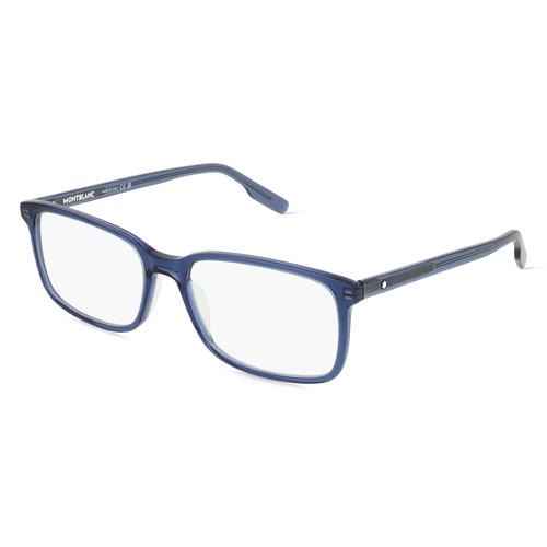 Montblanc MB0152O Herren-Brille inkl. Gläser Vollrand Rechteckig Acetat-Gestell 56mm/17mm/145mm, blau