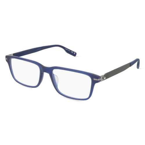 Montblanc MB0252O Herren-Brille inkl. Gläser Vollrand Rechteckig Acetat-Gestell 56mm/18mm/145mm, blau