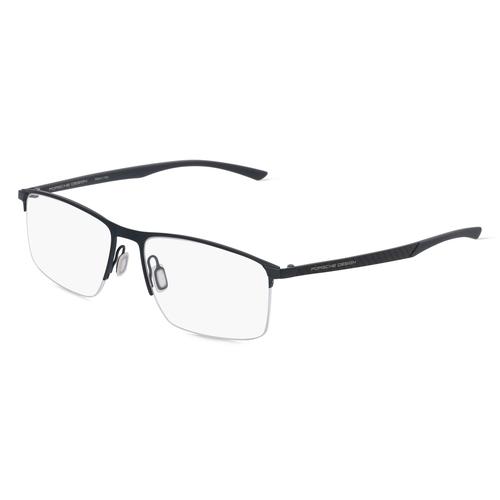 Porsche Design 8752 Unisex-Brille inkl. Gläser Halbrand Rechteckig Metall-Gestell 57mm/17mm/145mm, blau