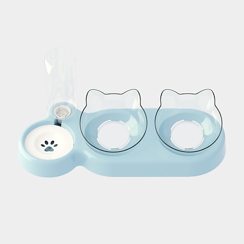 Haustier-Katzennapf, automatischer Futternapf, 3-in-1-Futternapf für Hunde und Katzen mit Wasserbrunnen, Doppelnapf zum Trinken, erhöhter Ständer, Schüsseln für Katzen Image