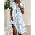 Damen Mini Kleid Petit Kleid T-Shirt Kleid Tee Kleid A-Linie Kleid Sommerkleid Stilvoll Lässig Urlaub Täglich Feiertag Lockere Passform Ditsy Floral Kurzarm Crew Neck Weiß Rot Blau Grün