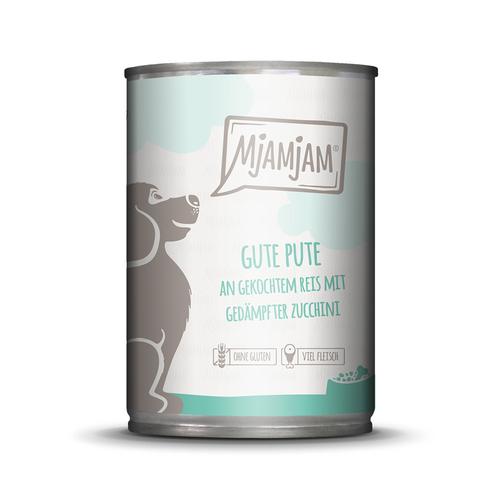 24x400g MjAMjAM Adult Hund gute Pute mit gekochtem Reis Hundefutter nass