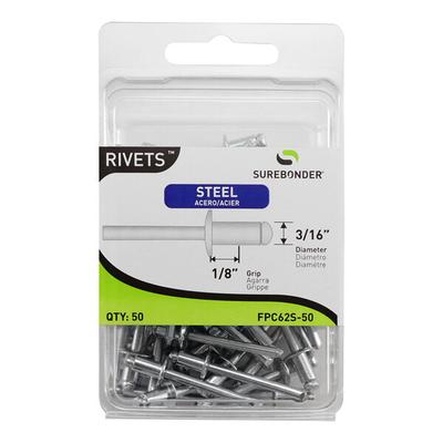 Surebonder 3/16" x 1/8" Heavy-Duty Steel Rivet 50-Count FPC62S-50 - 50/Case