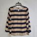 J. Crew Tops | J Crew Women's Top Size 4 Navy Blue Beige Striped Blouse 3/4 Sleeve Casual *Read | Color: Blue/Tan | Size: 4