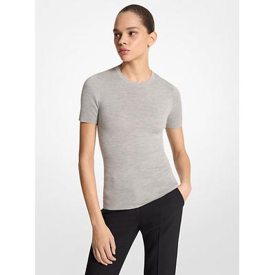 Michael Kors Cashmere Short-Sleeve Sweater Grey M