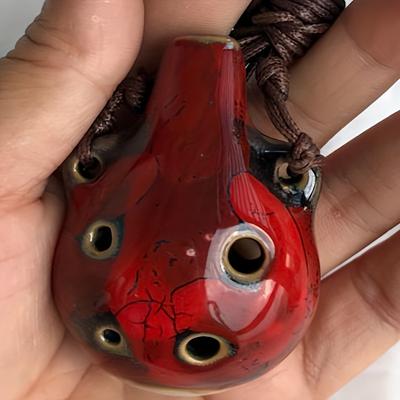 TEMU Vintage Style 6-hole Miniature Ocarina: Handcrafted Ceramic, Glazed Finish, Decorative & Musical Elegance - Random Colors