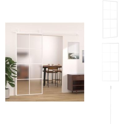 Schiebetür ESG-Mattglas und Aluminium 90x205 cm Weiß - Schiebetür - Glasdoor - Aluminiumtür - Weiße Image