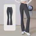 Per donna Pantaloni da yoga Gamba svasata Fascia Elastica Vita Alta Pilates Allenamento in Palestra Allenamento Collant Tinta unica Grigio scuro Nero Blu Gli sport Abbigliamento sportivo Elasticizzato