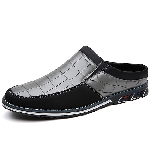 Herren Cloggs Pantoletten PU Leder Komfortabel Rutschfest Halbschuhe Dunkelrot Hellbraun Dunkelbraun Image