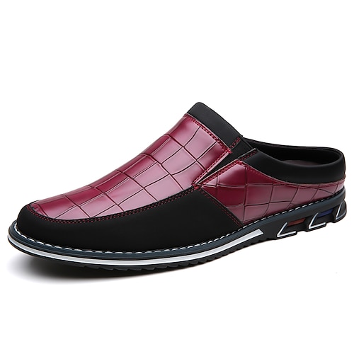 Herren Cloggs Pantoletten PU Leder Komfortabel Rutschfest Halbschuhe Dunkelrot Hellbraun Dunkelbraun Image