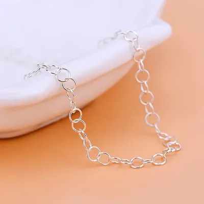 S925 sterling silver circle chain jewelry accessories handmade DIY semi-finished bracelet anklet