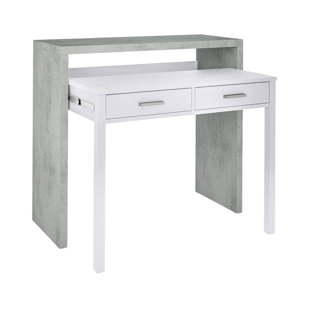 Bureau effet bois ciment, blanc 99x36cm