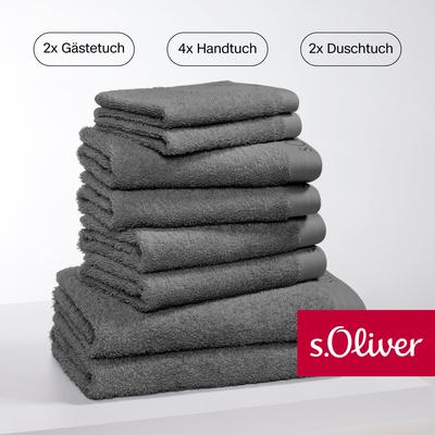 Handtuch Set S.OLIVER "s. Oliver, besonders weich und saugfähig", grau, 8 St., Walkfrottier, Walkfrottier, Baumwolle, Ha