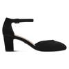 Spangenpumps TAMARIS, Damen, Gr. 38, schwarz, Textil, unifarben, Veloursleder, klassisch, Schuhe, Riemchenpumps, Abendschuh, Festtagsschuh, verstellbare Schnalle